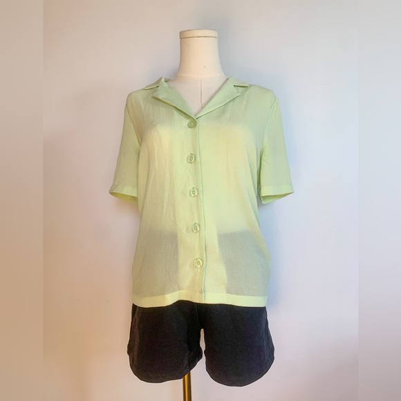 Twik Waffled Open Collar Lime Green Shirt - Picture 2 of 6